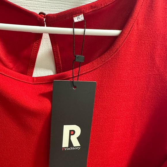 Chic Red Ruffle Sleeve Mini Dress - Picture 2 of 3